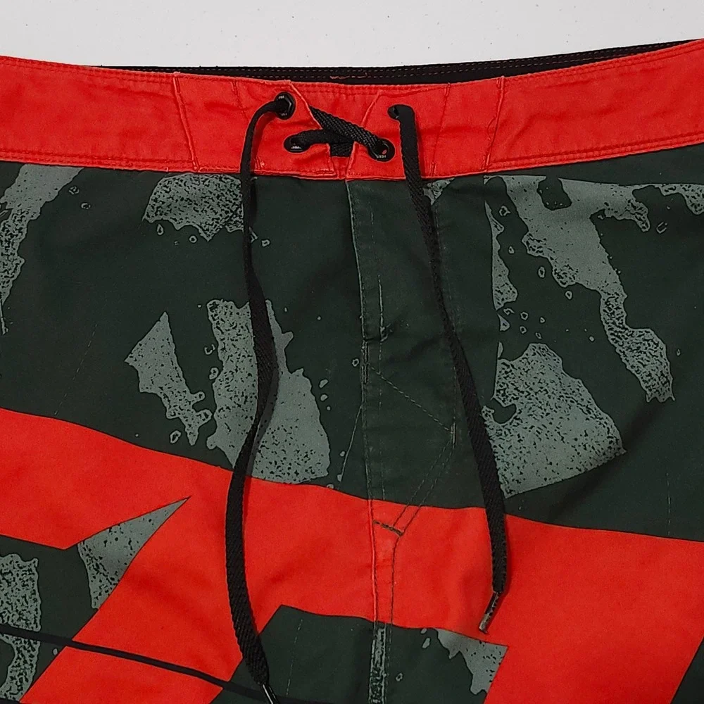 Fox Racing Boardshorts Size 40 Green Red Camo Graphic Swim Trunks Surf Beach